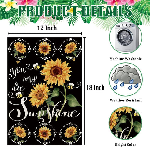 Summer Sunflowers Garden Flags for Outside 12x18 inch Double Sided, Seasonal You Are My Sunshine Yard Flags, Small Spring Decor Farmhouse Outdoor ...