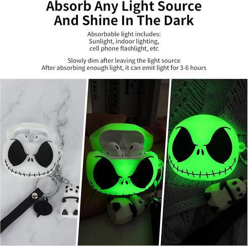 Compatible with Apple Airpods 2nd / 1st Generation Case Cover with Cleaner Kit and Cute Panda Keychain, 3D Luminous Airpod Case Funny Anime Cool S...