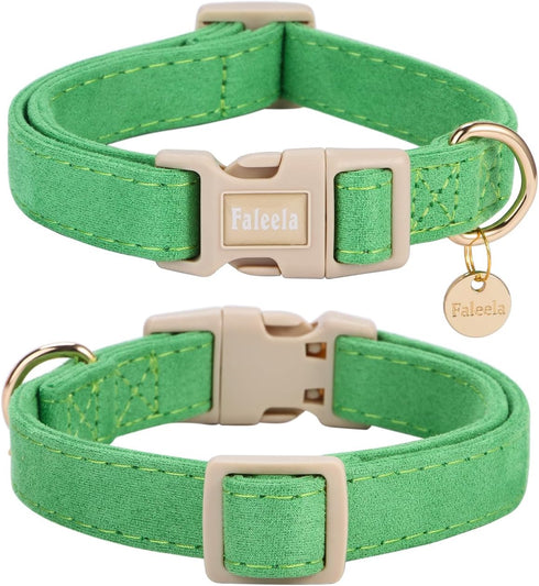 Dog Collar - Cute & Comfy Cotton Pet Collar, Adjustable Lightweight Design with Quick-Release Buckle, for Small, Medium & Large Dogs - Multiple St...