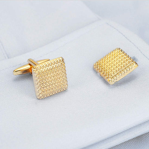 Gold Metal Textured Cuff Links Luxury French Tuxedo Shirt Cufflinks...