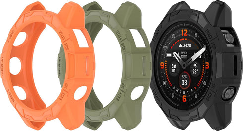 3 Pack Smartwatch Case Compatible with Garmin Fenix 7S Solar / 7S / 7S Sapphire Solar Watch Silicone Shockproof Bumper Protective Case (Black+Gree...