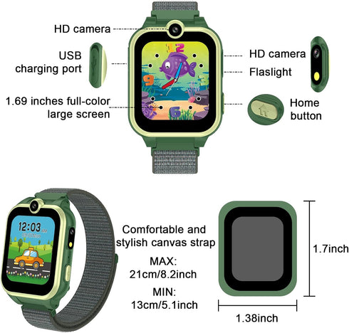 PTHTECHUS Smart Watch,SmartWatch for Kids Girls Audio Stories Kids Smart Watches Ages 4-12,18 Puzzle Games Kids Watch with 2 Camera Video Music Pl...