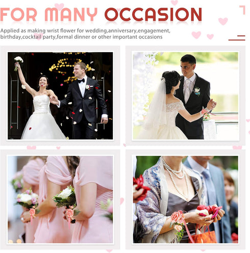 Hicarer 16 Pieces Corsage Wristlet Bracelet Wrist Corsage Prom Elastic Pearl Bands Wedding Corsages Pearl Bracelet Wedding Wristlets DIY Wrist Cor...