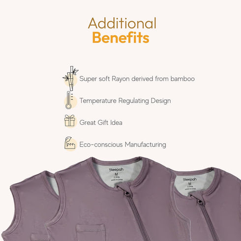 Sleepah Unisex Rayon Made from Bamboo Baby Sleep Sack 0.5 TOG, 2-Way Zipper Wearable Blanket Baby Purple M (18-36 months)...