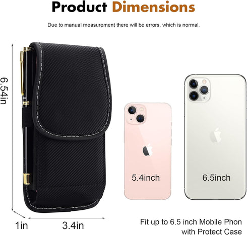 Nylon Phone Case with Belt Clip and Loop, Suitable for iPhone up to 6.5 inch, Carrying Bag Holder Waist Cell Phone Pouch RFID Blocking, Waterproof...