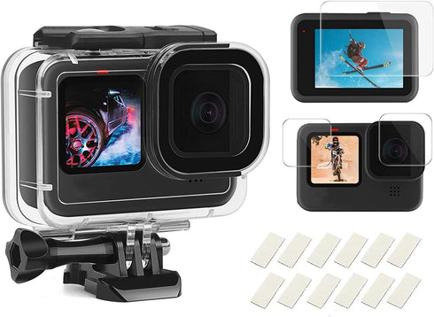 SHOOT 60M/196FT Waterproof Case Kit for Gopro Hero 12/11/10/9 Black,Diving Protective Housing Shell with Screen Protector Set and 12pcs Anti-Fog I...