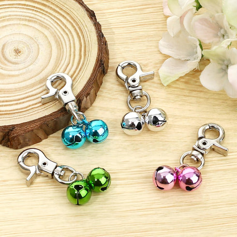 4 Packs Bells for Dog Collars, Cat Bell for Cat Collars, Stainless Steel Collar Charms, Pet Training Pendants, Small Bells with Snap Clips for Ind...