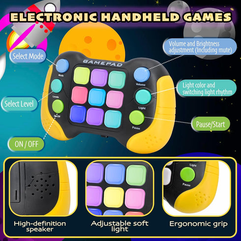 Quick Push Pop Game - 5 Mode Electric Fast Push Handheld Games Sensory Button Light up Toys with 7 Color Lights, Party Toys for Kids Teens Adults ...