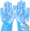 Pecute Pet Grooming Gloves, Heat Resistant Cat Bathing Gloves with High-Density Teeth, Silicone Dog Bathing Gloves with Enhanced Five Finger Desig...