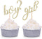 24 CT Gold Glitter Boy or Girl Cupcake Toppers Gender Reveal Party Decors...