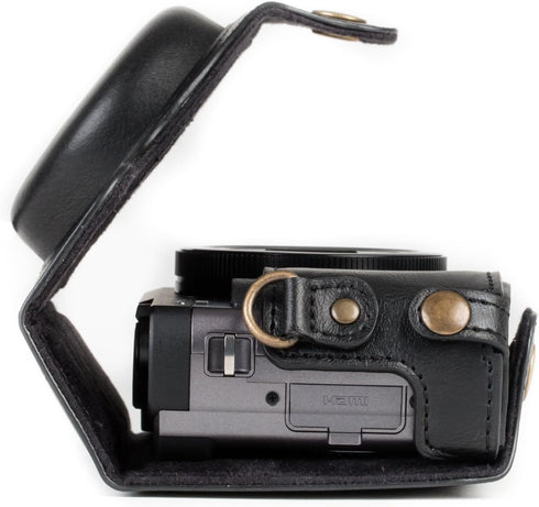 MegaGear MG1258 Ever Ready Leather Camera Case compatible with Panasonic Lumix DC-ZS80, DC-ZS70, DC-TZ95, DC-TZ90 - Black...