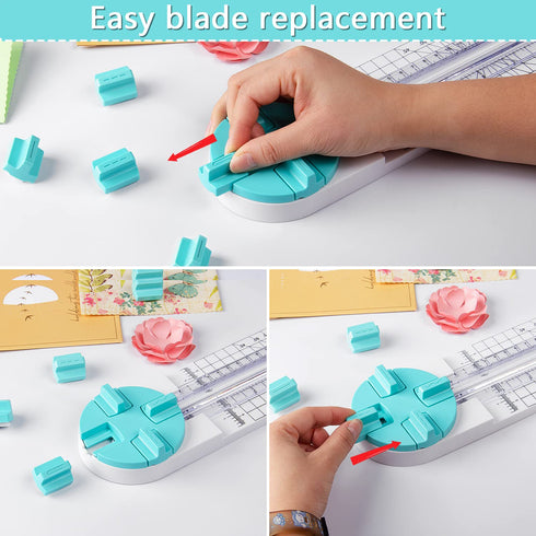 Paper Trimmer Craft Paper Cutter: 4 Style multi-function Scrapbooking Tool with Dial Blades of Straight,Wave,Dotted,perforated,Creasing for Cuttin...