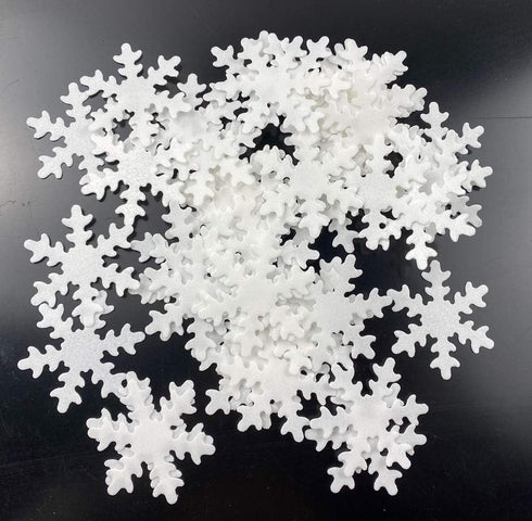 48pcs Edible Christmas Snowflakes White Cupcake Cake Toppers Decoration with Plastic Box Package for Chirstmas Winter Frozen Theme Party...