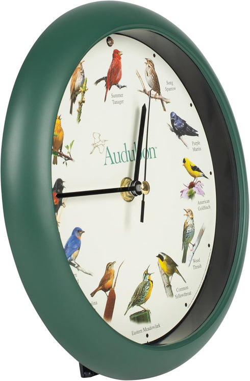 Mark Feldstein, Audubon Singing Bird Clock, 8 Inch, Green...