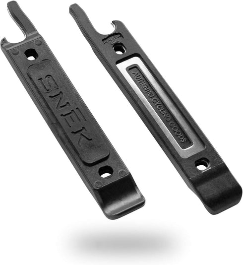 Sn?k Cycling - Tire Repair Tool - Lifeboat Stainless Steel Tire Lever Set with Valve Core Remover and Bottle Opener - Pair (Black)...