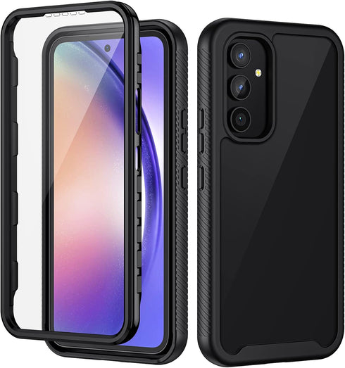 seacosmo Case for Samsung Galaxy A54 5G, with Built-in Screen Protector, Full Body Shockproof Protection Phone Cover?Black...
