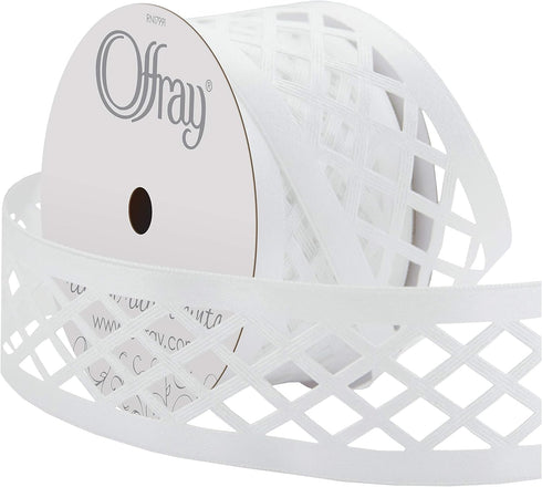 Offray Lattice Craft Ribbon, 1 1/2-Inch x 9-Feet, White...