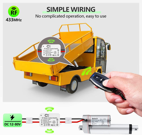 DieseRC Wireless DC Motor Remote Control Switch, DC 12V~80V 5A Relay Receiver Controller with 2 Transmitters, Radio Control Motor Move Forward and...