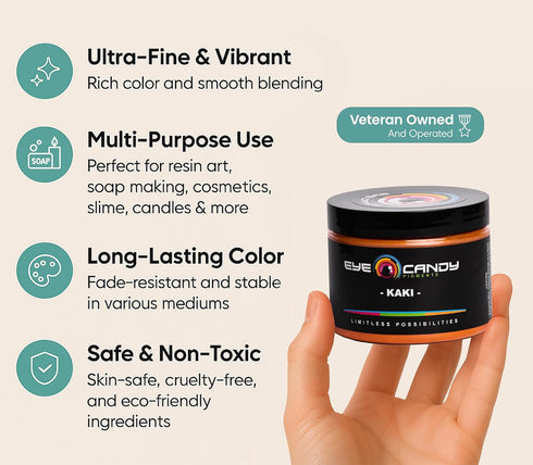 Eye Candy Pigments Premium Orange Mica Powder - Kaki (50gr) - for Epoxy, Resin, Soap, Paint, Woodworking, Acrylic Pouring, Bath Bombs, Fishing Lur...