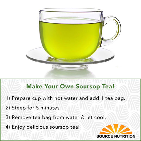 Soursop Tea by Source Nutrition - Pure Graviola, Cut and Sifted Leaves, High in Acetogenins - 30 Tea Bags With Resealable Pouch...