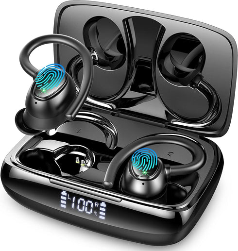 Wireless Earbud Sport, Wireless Headphones Bluetooth 5.3 Over Ear IP7 Waterproof, In Ear Wireless Earphones Sports with Dual LED Display, Bass Ove...