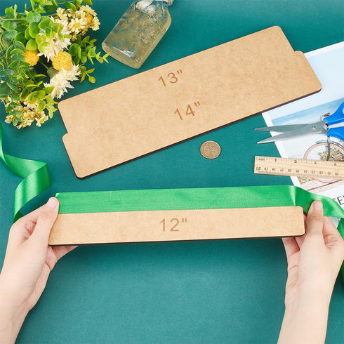 BENECREAT 2Pcs Ribbon Measuring Board 10" 12" 13" 14" Ribbon Tail Board Craft Board MDF Wooden Measuring Board for Craft Supplies Wreath Supplies...