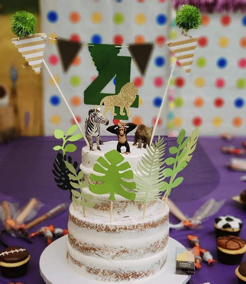 LaVenty Set of 7 Glittery Tropical Leaves Cake Topper Tropical Wedding Cake Decoration greenery Palm Leaf Cake Topper...