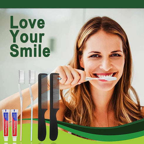 30pcs Disposable Toothbrushes with Toothpaste and Comb Individually Wrapped,10g Toothpaste,7inch Black Comb, Toothbrush for Homeless, Hotel,AirBnb...
