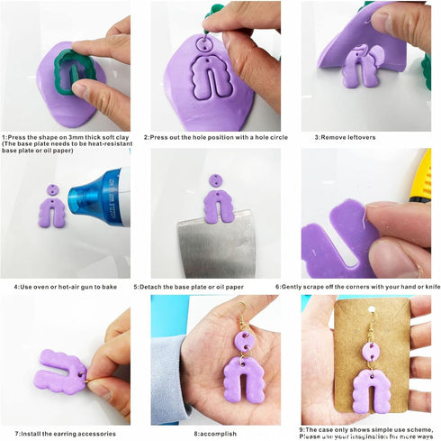 Allazone 219 PCS Polymer Clay Cutters Set, Clay Earring Cutters Plastic Clay Cutters with Acrylic Clay Roller, Earring Cards Earring Hook for Poly...