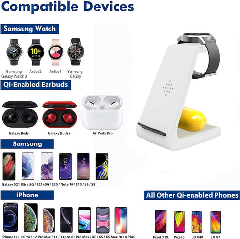 Wireless Charger for Samsung,3 in 1 Charging Station for Galaxy Watch 3&Buds,Samsung S21/S20/S10/Note 20/10/9/8(Not for Galaxy Watch 4)......