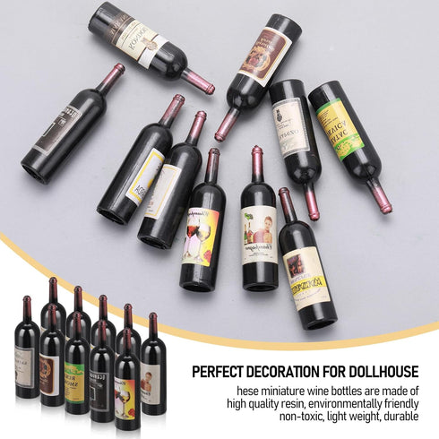 simarro Dollhouse Wine Bottles Champagne Bottles, 10Pcs Miniature Red Wine Bottles Mini Drink Bottles Model Window Display for Dollhouse Decoratio...