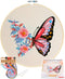 MIKIMIQI Embroidery Starter Kit with Pattern, Flowers Butterfly Stamped Embroidery Kit Including Embroidery Fabric, Bamboo Embroidery Hoop, Thread...