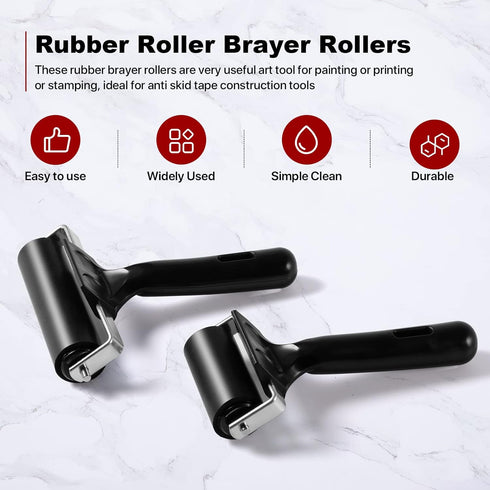 3 Pack Brayer Rollers for Crafting, Vinyl Rubber Roller Brayers, Printmaking Brayer Rollers for Cricut Maker, Gluing, Printing, Inking and Stampin...
