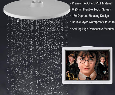 Shower Tablet Holder Waterproof Compatible with Ipad, Wall Mounted Bathroom Tablet Case Rotation, Adhesive Touchable Cradle with Glass Mirror Anti...