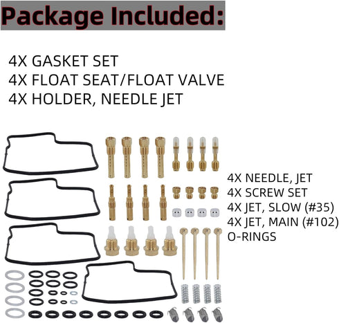 4 X Carburetor Repair Rebuild Kit for GL1200 Goldwing 1200 Carb 1984-1987 Aspencade Interstate...