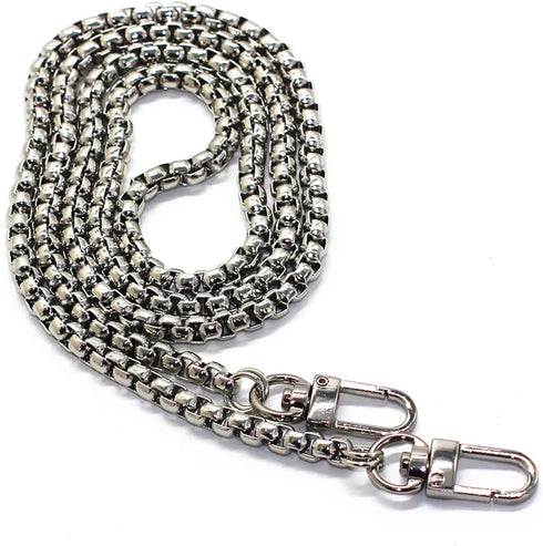 Model Worker Iron Box Chain Strap Handbag Chains Purse Chain Straps Shoulder Cross Body Replacement Straps with Metal Buckles (Silver, 31.5")...