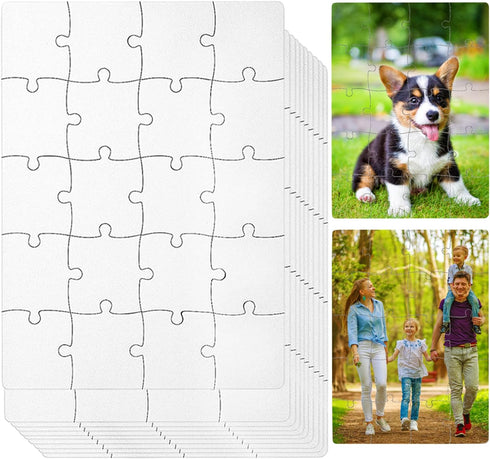 12 Sets Blank White Jigsaw Puzzles,Sublimation Puzzle Craft,White DIY Custom Puzzle for Heat Press Thermal Transfer Puzzle Craft(A5-20 Style)...