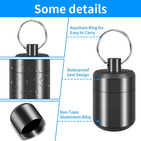 CHIVENIDO Pill Keychain Holder- Small Pill Box Waterproof Pill Fob Organizer Portable Pill Holder Keychain (Gray)...