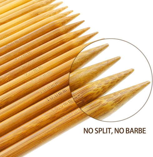 RELIAN Double Pointed , 75 Pcs Bamboo Knitting Needles Set, 15 Sizes from 2.0mm-10.0mm(8 Inches Length)+ 4Pcs Knitting Needles Point Protectors...