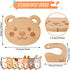 Whaline Wooden Kids Knife Set Cute Bear Wooden Cutting Board and Safe Wooden Kids Knife Natural Thick Montessori Knife for Kids Toddlers Kitchen T...