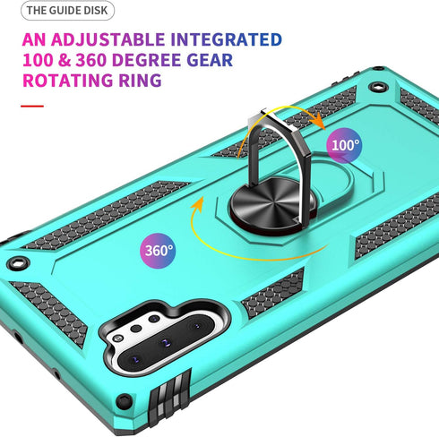 Samsung Galaxy Note 10 Plus Case with HD Screen Protectors, Military-Grade Metal Ring Holder Stand, Drop Tested Shockproof Cover for Note10+/5G Gr...