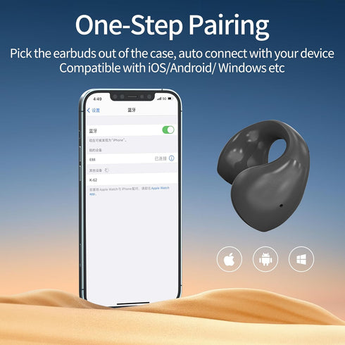 Open Ear Headphones 5.3 with Charging Case?Earring Wireless Earbuds Bluetooth Compatible with iPhone/Samsung Phone for Sport, Ear Clip Headphones ...