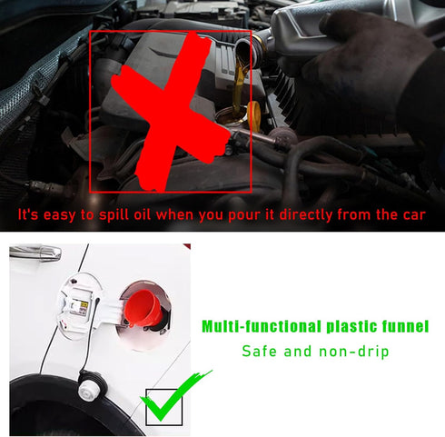 2 PCS Funnels for Automotive Use, Flexible Plastic Wide Mouth Funnel with Long Hose, Filling Funnel for Engine Oil Gas Fuel Water Fluid Liquid Tra...