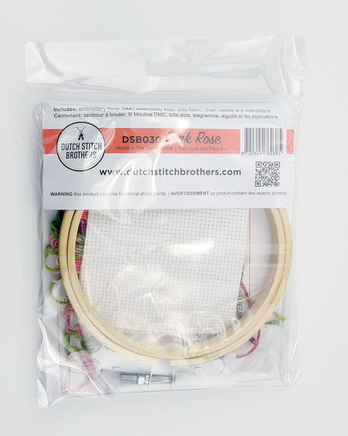 DUTCH STITCH BROTHERS - Rose Counted Cross Stitch 4" Hoop and pattern included - Cross stitching kits for adults advanced and beginners...