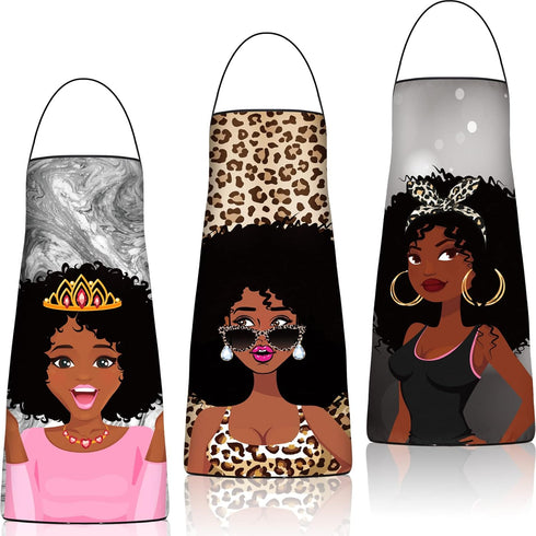 3 Pieces African Women Aprons Waterproof Black Girl Apron Adjustable African American Aprons Black Women Aprons Art Aprons Bib Mothers Day Gifts f...