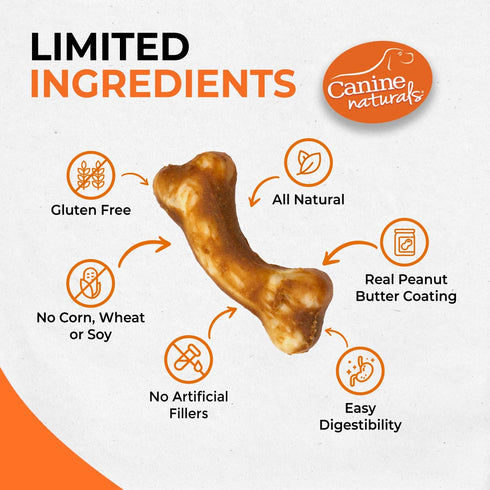 Canine Naturals IrresistiBONES Long Lasting Peanut Butter Chew - Made with Real Peanut Butter - All Natural and Easily Digestible - 3 Pack...