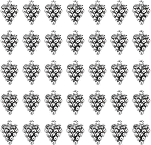 SUNNYCLUE 1 Box 100Pcs Grape Charms Bulk Silver Vintage Charms Alloy Metal Tibetan Mini Cute Fruit Charm for Jewelry Making Charms Women DIY Neckl...