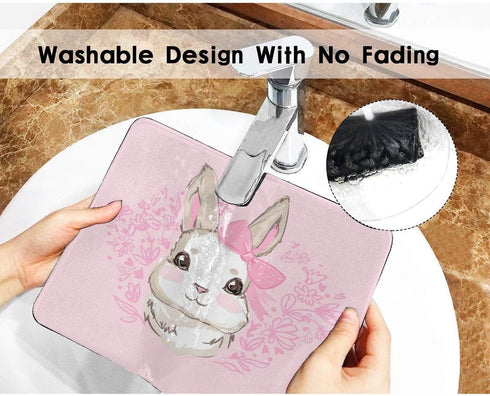 Cute Rabbit Non-Slip Rubber Round Mouse Pad,Gray Cute Rabbit Design Square Mouse Pad Home Office Computer...