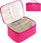 Large Travel Makeup Bag Makeup Case Organizer,Waterproof Leather Checkered Cosmetic Bag Toiletry Bag for Girls Traveling with Removable Divider,Gi...