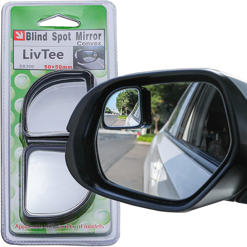LivTee 2PCS Fan Blind Spot Mirror, HD Glass and ABS Housing Convex Wide Angle Rearview Mirror with Adjustable Stick for Universal Car, Black...